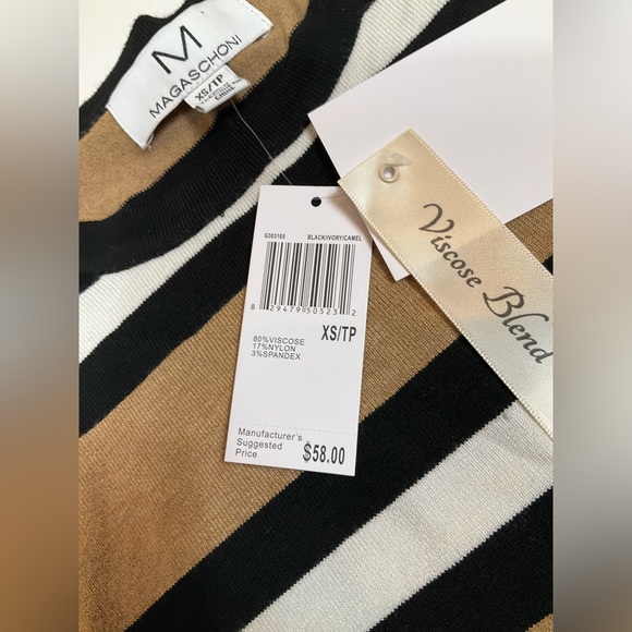 Magaschoni Long Sleeves Black & Ivory Blouse XS - Picture 5 of 8